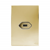 Conjunto Entrada USB 2A 4x2 - Novara Dourado Cromado